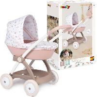 Landau - Poussette Poussette Landau pour poupee Baby Nurse - Smoby - Avec nacelle et canopy en plastique - Rose et blanc