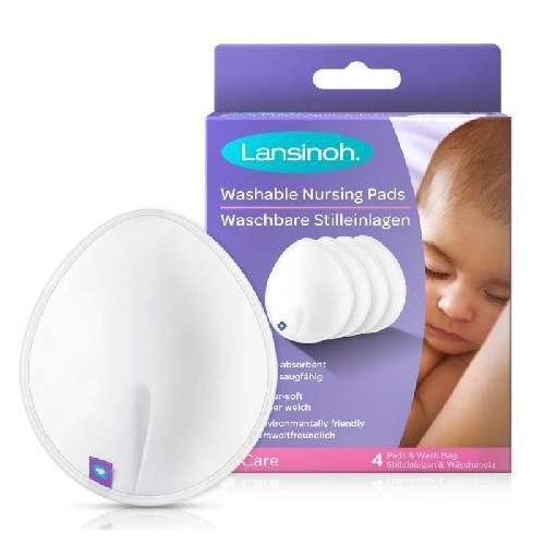 Coussinet D'allaitement LANSINOH - Coussinets d'allaitement lavables x4 - Pour un confort et une protection maximale de jour comme de nuit