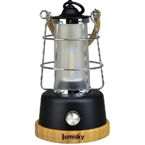 Lanterne sans fil - LUMISKY - WILDY - H23 cm - Anse en corde - LED blanc chaud et dimmable