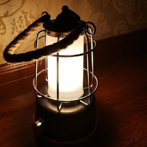 Lanterne sans fil - LUMISKY - WILDY - H23 cm - Anse en corde - LED blanc chaud et dimmable