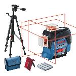 Laser ligne Bosch Professional GLL 3-80 C - Projette 3 lignes sur 360° + Trépied BT 150 (Version piles) - 0601063R01