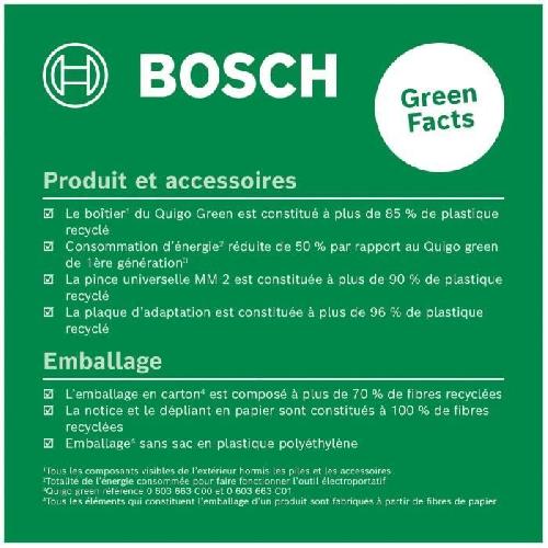 Longueur (telemetre - Laser Mesureur) Laser lignes Bosch - Quigo Green (Livré avec 2 piles. une pince universelle MM2 et 1 adaptation de fixation)