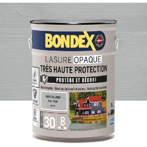 Peinture - Vernis - Traitement (lasure - Effets Decoratifs) Lasure opaque Tres haute protection - Gris souris RAL 7038 satin - BONDEX - 5 L