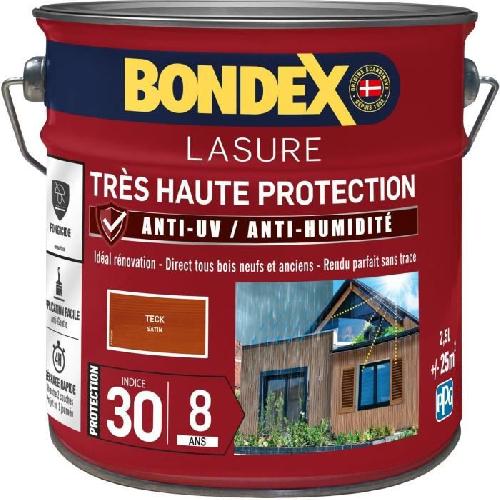 Peinture - Vernis - Traitement (lasure - Effets Decoratifs) lasure pour bois trés haute protection 8 ans teck 2.5L Bondex