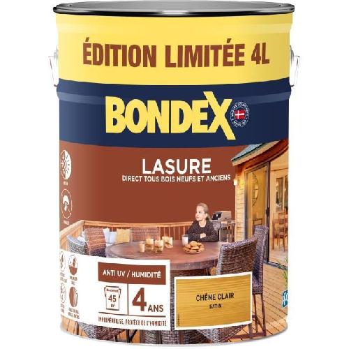 Peinture - Vernis - Traitement (lasure - Effets Decoratifs) Lasure protection de bois - Chene clair - Mat - BONDEX - 4 L