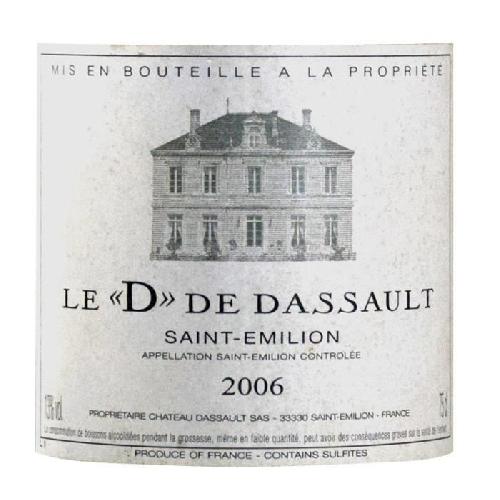 Vin Rouge Le D de Dassault 2006 Saint Emilion - Vin rouge de Bordeaux
