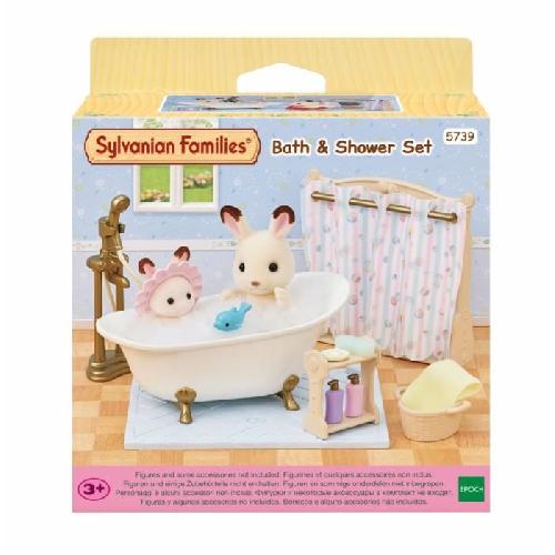 Figurine Miniature - Personnage Miniature Le set baignoire et douche - SYLVANIAN FAMILIES - 5739 - Ensemble de salle de bain avec accessoires