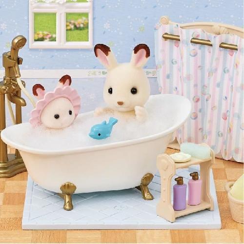 Figurine Miniature - Personnage Miniature Le set baignoire et douche - SYLVANIAN FAMILIES - 5739 - Ensemble de salle de bain avec accessoires