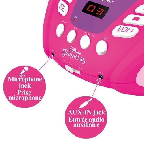 Lecteur Cd - Radio - Boombox LECTEUR CD Bluetooth Disney Princess - Effets Lumineux - LEXIBOOK