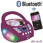 Lecteur Cd - Radio - Boombox Lecteur CD Bluetooth La Reine des Neiges avec Effets Lumineux - LEXIBOOK - Transportable - Karaoke - Bleu