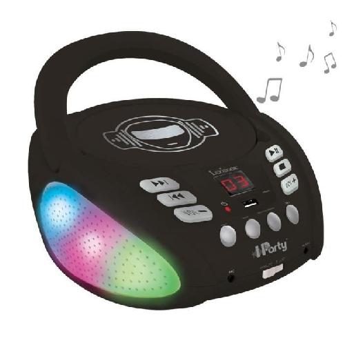 Lecteur Cd - Radio - Boombox Lecteur CD Bluetooth LEXIBOOK iParty avec Effets Lumineux et USB - Pour Enfant - Noir