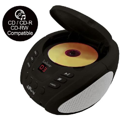 Lecteur Cd - Radio - Boombox Lecteur CD Bluetooth LEXIBOOK iParty avec Effets Lumineux et USB - Pour Enfant - Noir