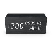Lecteur Musique Réveil 4 en 1 - EVOOM - WOOD - Noir - Horloge. Thermometre. Calendrier