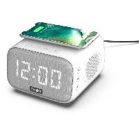 Lecteur Musique Réveil chargeur enceinte - EVOOM - EV304601 - Blanc avec chargeur sans fil et enceinte intégrée