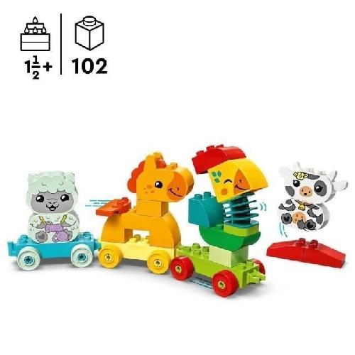 Jeu D'assemblage - Jeu De Construction - Jeu De Manipulation LEGO 10412 DUPLO My First Le Train des Animaux. Jouet a Roues pour Enfants. Animaux Creatifs a Construire