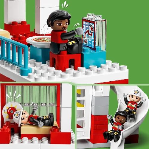 Jeu D'assemblage - Jeu De Construction - Jeu De Manipulation LEGO 10970 DUPLO La Caserne Et L'Hélicoptere des Pompiers. Jouet de Camion. Motricité. Grandes Briques. Cadeau Enfants Des 2 Ans