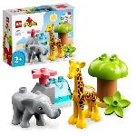 LEGO 10971 DUPLO Animaux Sauvages d'Afrique. Jouet sur le Safari des 2 Ans avec Figurines d'Elephant et Girafe avec Tapis de Jeu