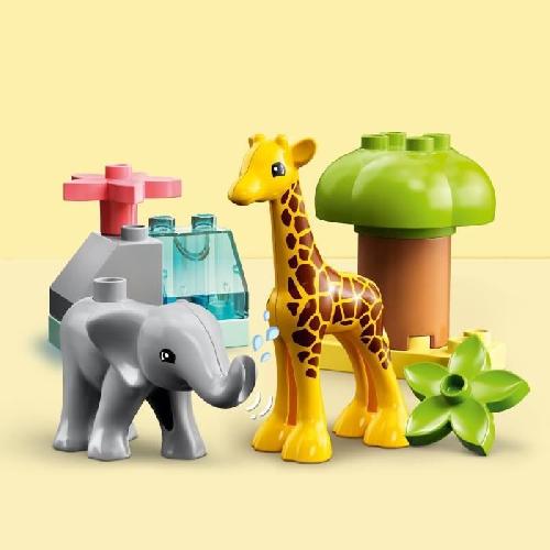 Jeu D'assemblage - Jeu De Construction - Jeu De Manipulation LEGO 10971 DUPLO Animaux Sauvages d'Afrique. Jouet sur le Safari des 2 Ans avec Figurines d'Éléphant et  Girafe avec Tapis de Jeu