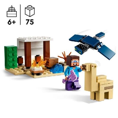 Jeu D'assemblage - Jeu De Construction - Jeu De Manipulation LEGO 21251 Minecraft L'Expédition de Steve dans le Désert. Jouet de Jeu Vidéo. Biome avec Maison et Figurines