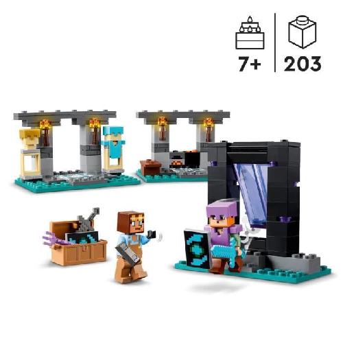 Jeu D'assemblage - Jeu De Construction - Jeu De Manipulation LEGO 21252 Minecraft L'Armurerie. Jouet avec Forge d'Armes avec Personnages de Jeu Vidéo. Alex Minifigurine