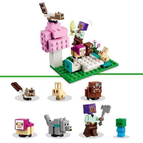 Jeu D'assemblage - Jeu De Construction - Jeu De Manipulation LEGO 21253 Minecraft Le Sanctuaire Animalier. Jouet de Biome Plaine. Minifigurines de Personnages et Figurines d'Animaux