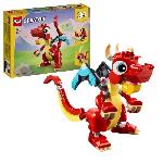 LEGO 31145 Creator 3en1 Le Dragon Rouge Jouet avec 3 Figurines d'Animaux. dont un Dragon Rouge. un Poisson et un Phénix
