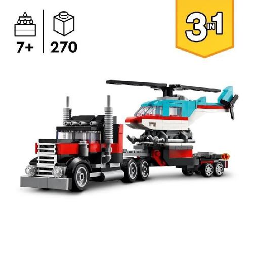 Jeu D'assemblage - Jeu De Construction - Jeu De Manipulation LEGO 31146 Creator 3en1 Le Camion Remorque avec Hélicoptere. Jouet d'Hélicoptere et Camion. Avion et Camion-Citerne