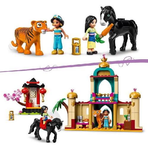 Jeu D'assemblage - Jeu De Construction - Jeu De Manipulation LEGO 43208 Disney Princess Les Aventures de Jasmine et Mulan. Jouet avec Tapis Volant. Figurine de Tigre. et Cheval. Enfants 5 Ans