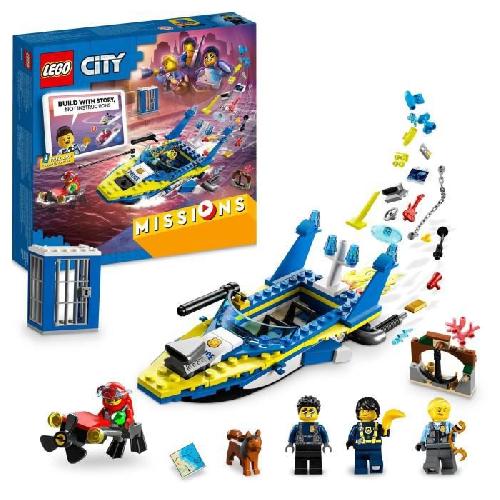 Jeu D'assemblage - Jeu De Construction - Jeu De Manipulation LEGO 60355 City Missions des Detectives de la Police sur l'Eau. Jouet de Bateau. une Prison et 4 Minifigurines. Enfants 6 Ans