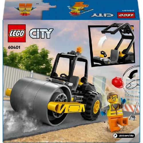 Jeu D'assemblage - Jeu De Construction - Jeu De Manipulation LEGO 60401 City Le Rouleau Compresseur de Chantier. Maquette de Jouet de Camion avec Minifigurines d'Ouvrier