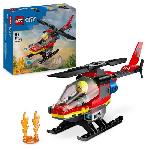 LEGO 60411 City L'Helicoptere de Secours des Pompiers. Jouet avec Minifigurines de Pilote Pompier. Cadeau pour Enfants