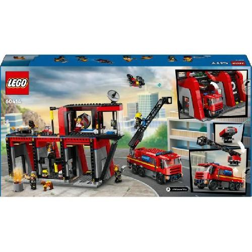 Jeu D'assemblage - Jeu De Construction - Jeu De Manipulation LEGO 60414 City La Caserne et le Camion de Pompiers. Jouet de Figurine de Chien et 5 Minifigurines. Cadeau Enfants