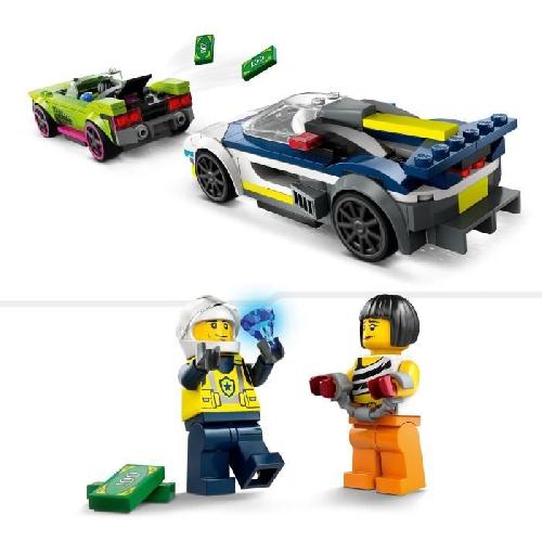 Jeu D'assemblage - Jeu De Construction - Jeu De Manipulation LEGO 60415 City La Course-Poursuite entre la Voiture de Police et la Super Voiture. Jouet avec Minifigurines. Cadeau Enfants
