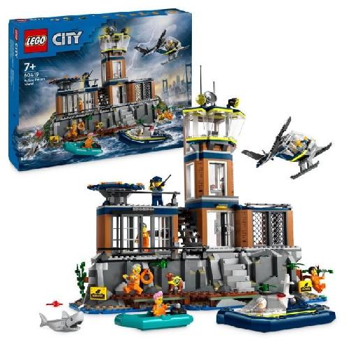 Jeu D'assemblage - Jeu De Construction - Jeu De Manipulation LEGO 60419 City La Prison de la Police en Haute Mer. Jouet avec Hélicoptere et Bateau. 7 Minifigurines et Figurine de Chien