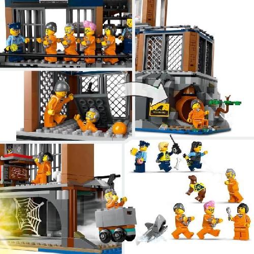 Jeu D'assemblage - Jeu De Construction - Jeu De Manipulation LEGO 60419 City La Prison de la Police en Haute Mer. Jouet avec Hélicoptere et Bateau. 7 Minifigurines et Figurine de Chien