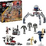 LEGO 75372 Star Wars Pack de Combat des Clone Troopers et Droides de Combat. Jouet avec Speeder Bike et Figurine