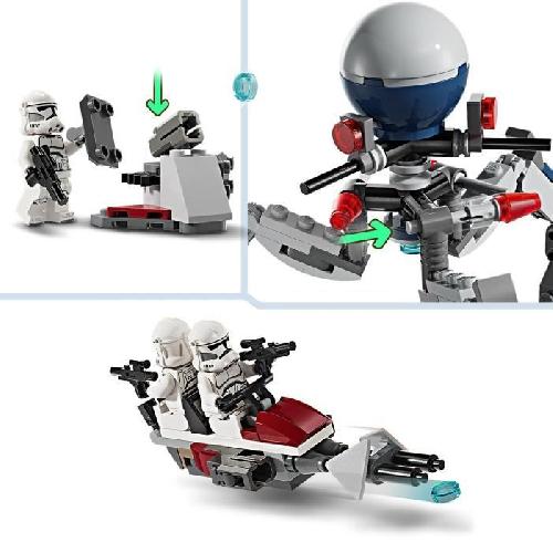 Jeu D'assemblage - Jeu De Construction - Jeu De Manipulation LEGO 75372 Star Wars Pack de Combat des Clone Troopers et Droides de Combat. Jouet avec Speeder Bike et Figurine