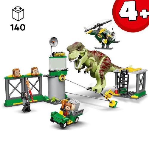 Jeu D'assemblage - Jeu De Construction - Jeu De Manipulation LEGO 76944 Jurassic World L'Évasion du T. Rex. Dinosaures. Avec Voiture. Hélicoptere et Aéroport. des 4 ans
