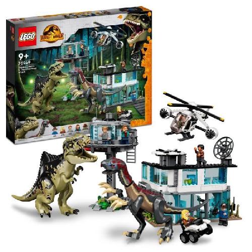 Jeu D'assemblage - Jeu De Construction - Jeu De Manipulation LEGO 76949 Jurassic World L'Attaque du Giganotosaurus et du Therizinosaurus. Hélicoptere et Figurine de Dinosaure