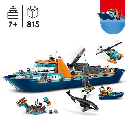Jeu D'assemblage - Jeu De Construction - Jeu De Manipulation LEGO City 60368 Le Navire d'Exploration Arctique. Jouet de Grand Bateau Flottant. Cadeau Enfants