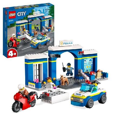 Jeu D'assemblage - Jeu De Construction - Jeu De Manipulation LEGO City 60370 La Course-Poursuite au Poste de Police. Voiture en Jouet et Moto. Prison
