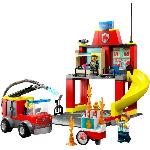 LEGO City 60375 La Caserne et le Camion des Pompiers. Jouet Vehicule d'Urgence. Jeu Educatif. 4 Ans