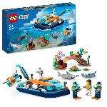 LEGO City 60377 Le Bateau d'Exploration Sous-Marine. Jouet avec Figurines Animaux Marins
