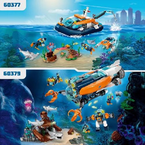 Jeu D'assemblage - Jeu De Construction - Jeu De Manipulation LEGO City 60377 Le Bateau d'Exploration Sous-Marine. Jouet avec Figurines Animaux Marins