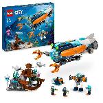 LEGO City 60379 Le Sous-Marin d'Exploration en Eaux Profondes. Jouet avec Plongeur. et Requin