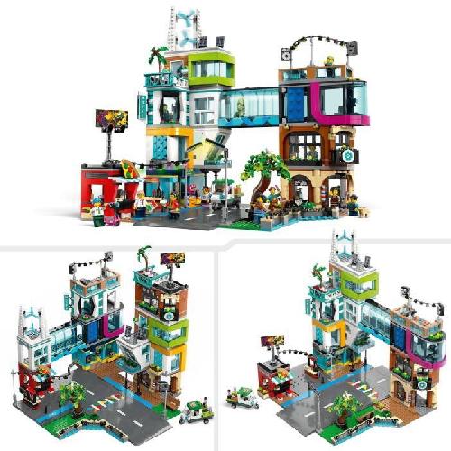 Jeu D'assemblage - Jeu De Construction - Jeu De Manipulation LEGO City 60380 Le Centre-Ville. Jouet de Maquettes avec Salon de Coiffure. Vétérinaire. et Hôtel