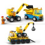Jeu D'assemblage - Jeu De Construction - Jeu De Manipulation LEGO City 60391 Les Camions de Chantier et la Grue a Boule de Démolition. Jouet de Engin de Construction