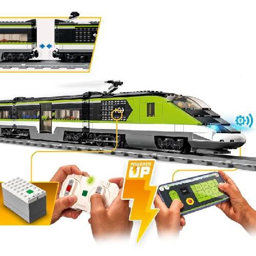 Jeu D'assemblage - Jeu De Construction - Jeu De Manipulation LEGO City Le Train de Voyageurs Express - Jouet de Train Télécommandé - Phares Fonctionnels - Enfants 7 Ans