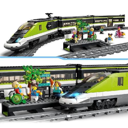 Jeu D'assemblage - Jeu De Construction - Jeu De Manipulation LEGO City Le Train de Voyageurs Express - Jouet de Train Télécommandé - Phares Fonctionnels - Enfants 7 Ans
