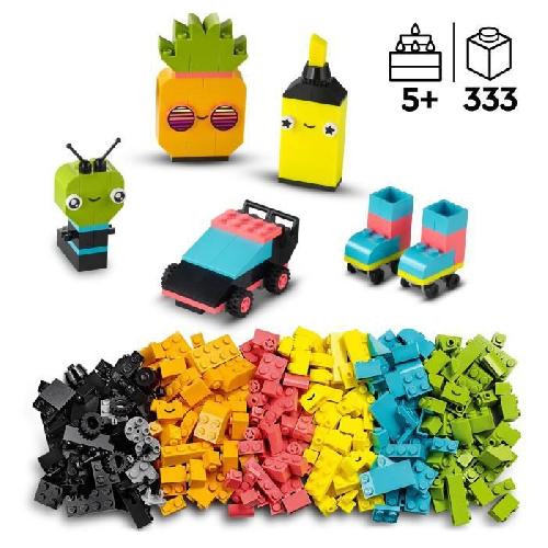 Jeu D'assemblage - Jeu De Construction - Jeu De Manipulation LEGO Classic 11027 L'Amusement Créatif Fluo. Jouet Briques. avec Voiture et Alien